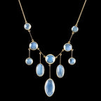 Antique Victorian Moonstone Dropper Necklace 18ct Gold