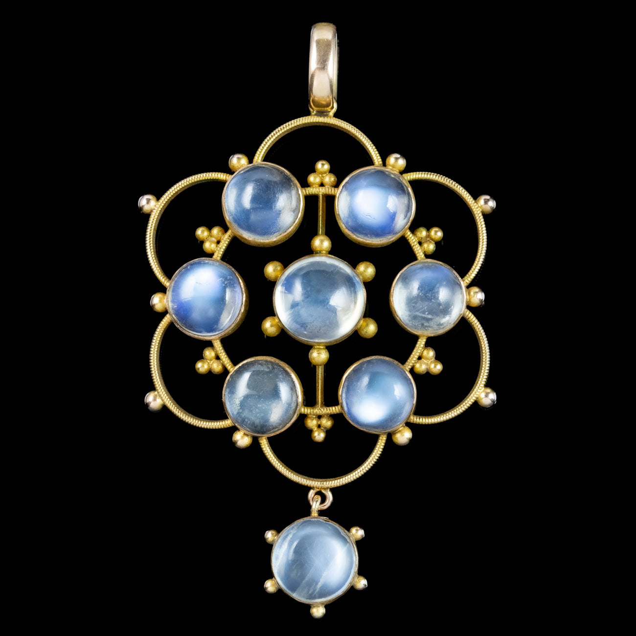 Antique Victorian Moonstone Flower Pendant 9ct Gold Secondary image