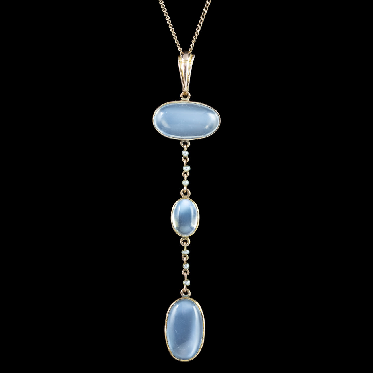 Antique Victorian Moonstone Pearl Drop Pendant Necklace Secondary image