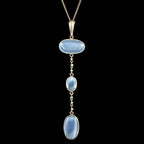 Antique Victorian Moonstone Pearl Drop Pendant Necklace 