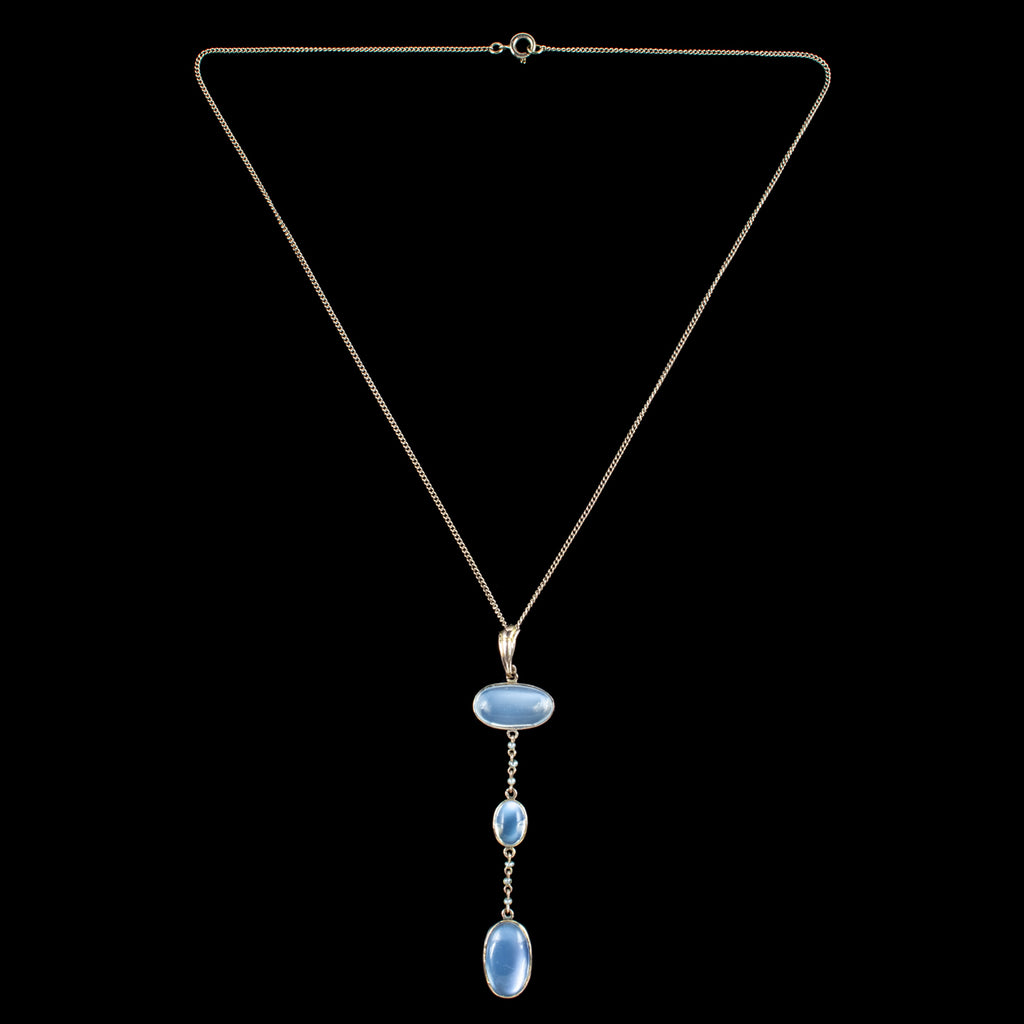 Antique Victorian Moonstone Pearl Drop Pendant Necklace 