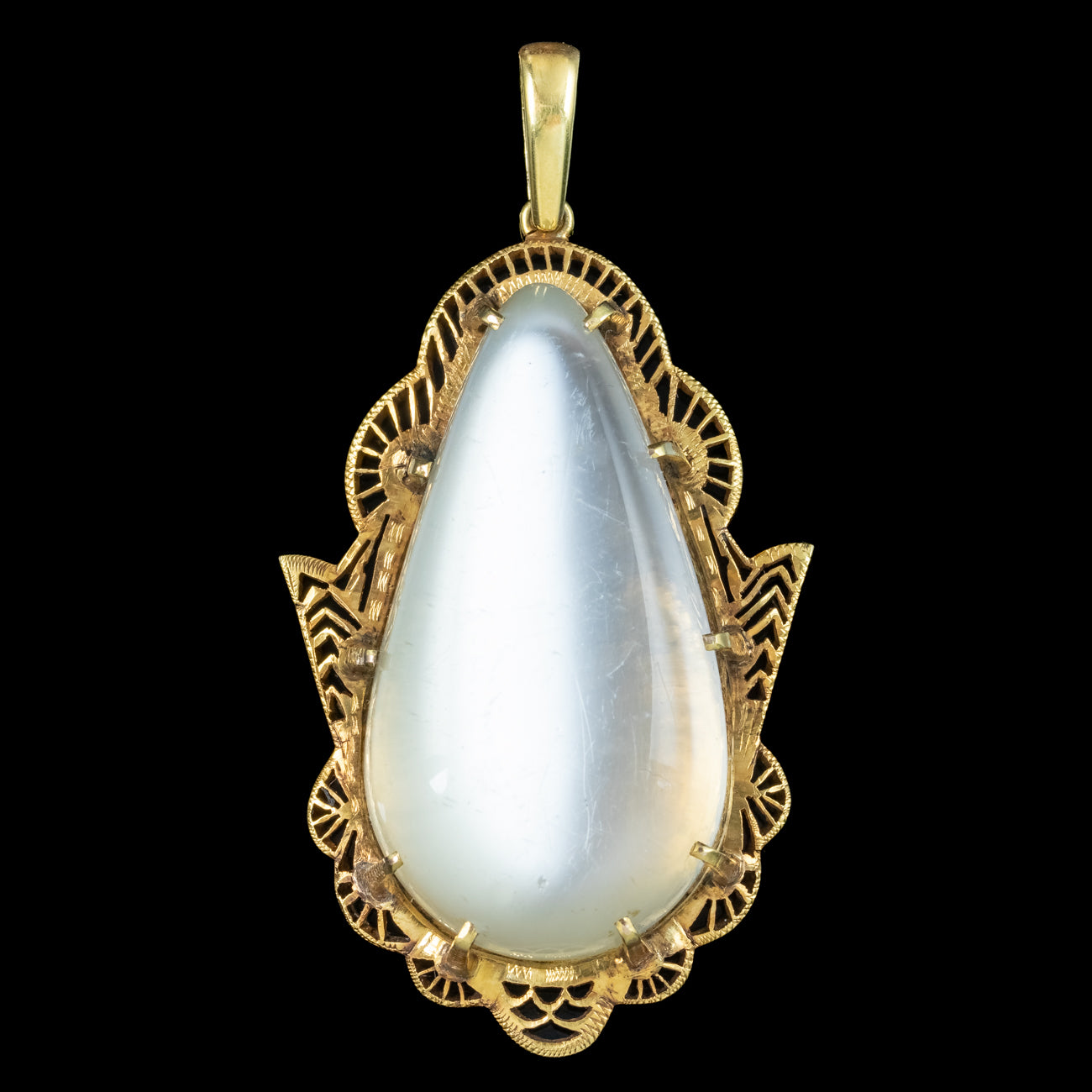 Antique Victorian Moonstone Pendant 18ct Gold Large 66ct Moonstone Secondary image