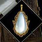 Antique Victorian Moonstone Pendant 18ct Gold Large 66ct Moonstone