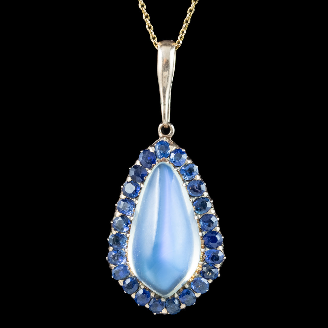 Antique Victorian Moonstone Sapphire Pendant Necklace 15ct Moonstone Secondary image