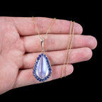 Antique Victorian Moonstone Sapphire Pendant Necklace 15ct Moonstone 