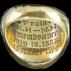 Antique Victorian Mourning Bishop Ring Garnet Diamond Inscribed Abbot Leo 1888