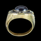 Antique Victorian Mourning Bishop Ring Garnet Diamond Inscribed Abbot Leo 1888