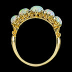 Antique Victorian Natural Opal Diamond Five Stone Ring