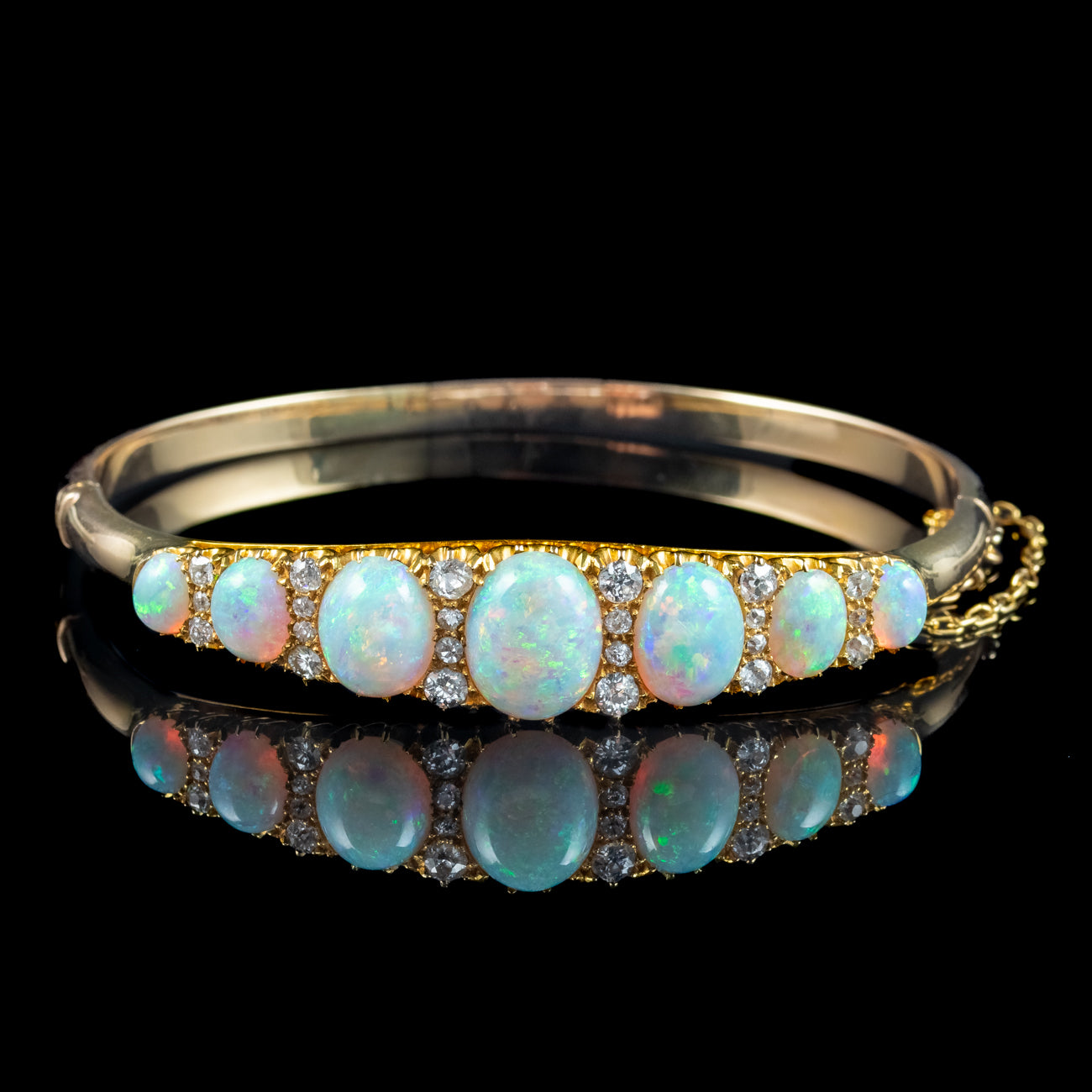 Antique Victorian Opal Diamond Bangle 18ct Gold 7.3ct Of Opal Secondary image