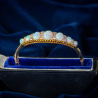 Antique Victorian Opal Diamond Bangle 18ct Gold 7.3ct Of Opal