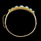 Antique Victorian Opal Diamond Bangle 18ct Gold 7.3ct Of Opal