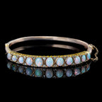 Antique Victorian Opal Diamond Bangle 15ct Gold