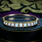 Antique Victorian Opal Diamond Bangle 15ct Gold