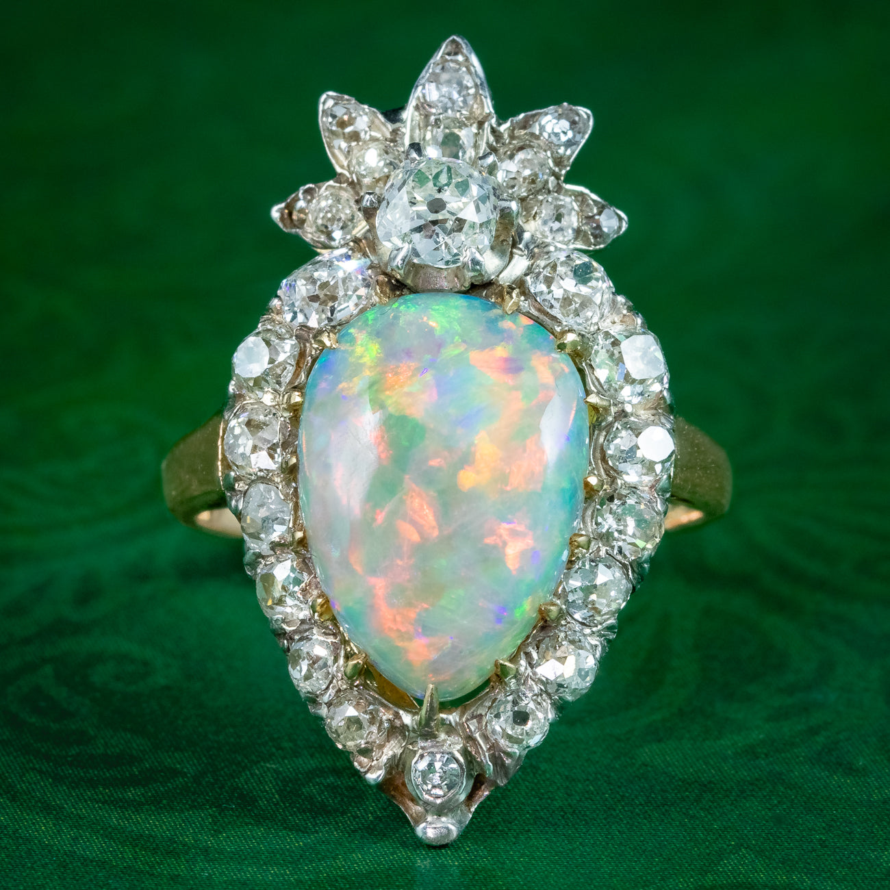 Antique Victorian Opal Diamond Cluster Ring 5.5ct Opal Main image