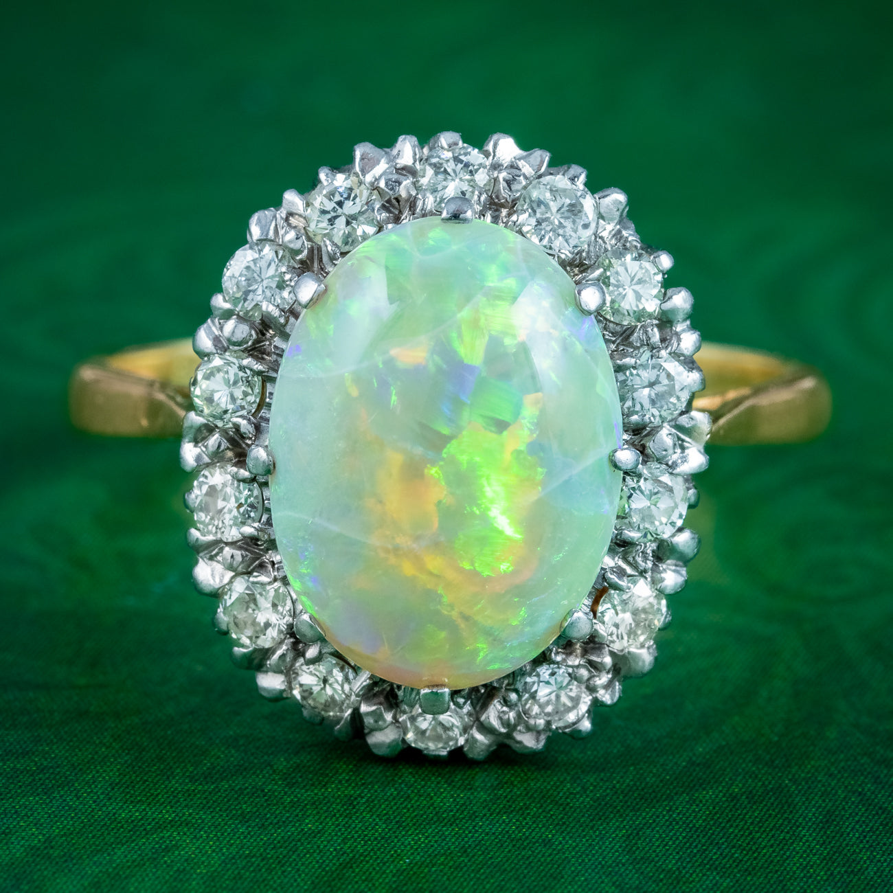 Antique Victorian Opal Diamond Cluster Ring 5ct Opal Main image