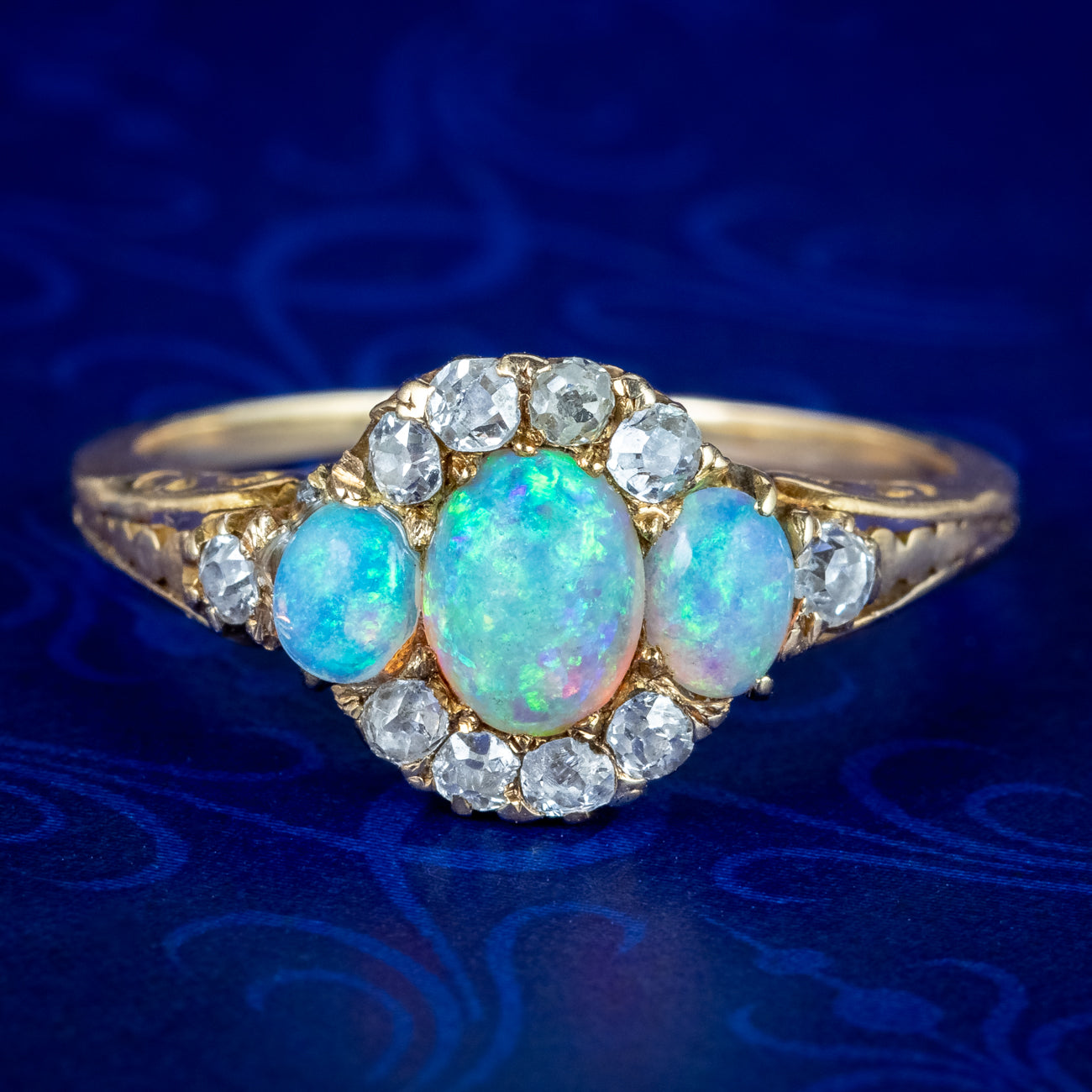 Antique Victorian Opal Diamond Cluster Ring 0.80ct Opal Main image