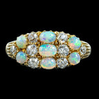 Antique Victorian Opal Diamond Cluster Ring 