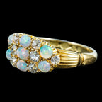Antique Victorian Opal Diamond Cluster Ring 