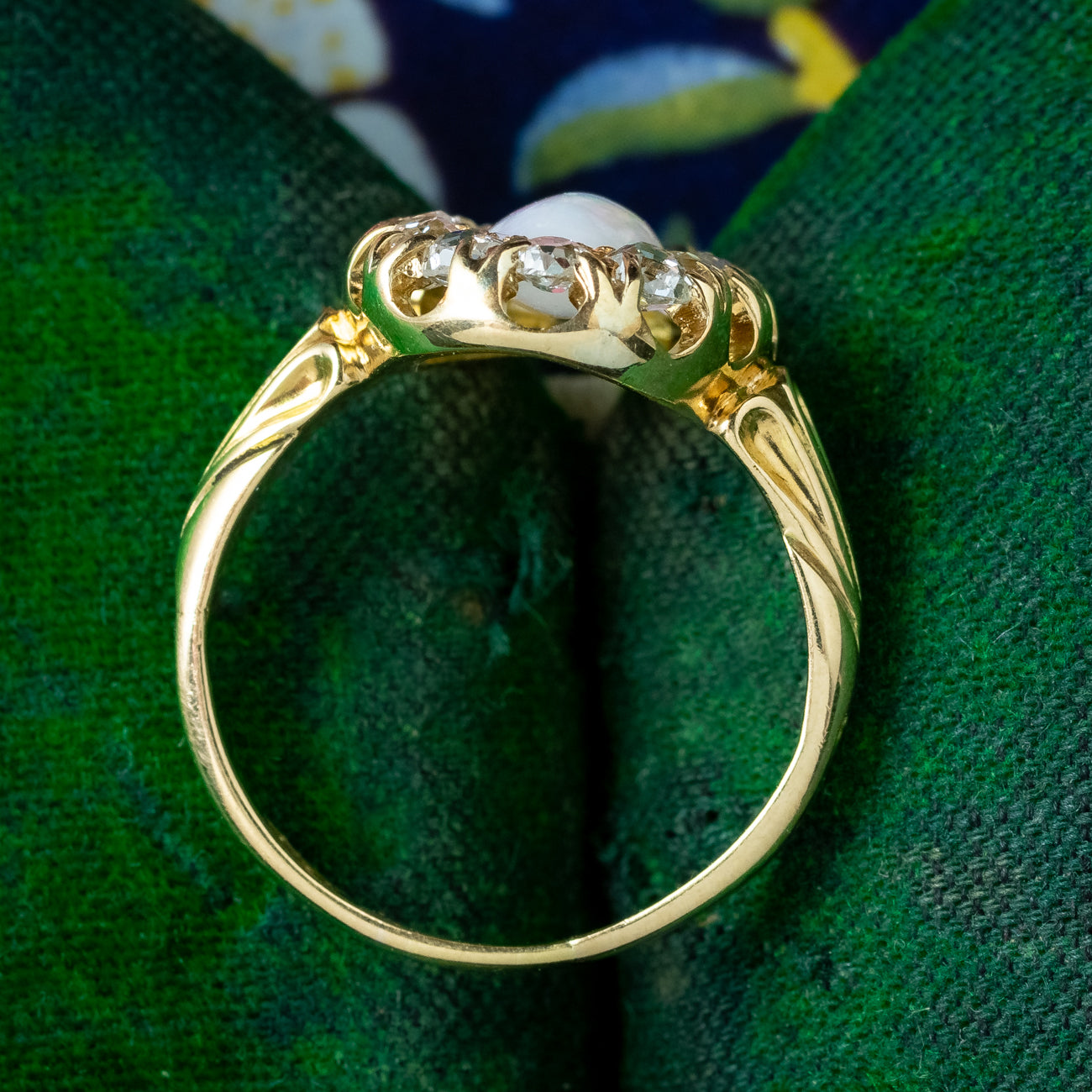 Antique Victorian Opal Diamond Cluster Ring 1ct Natural Opal Secondary image