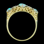 Antique Victorian Opal Diamond Five Stone Ring 1.1ct Of Opal