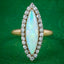 Antique Victorian Opal Diamond Navette Cluster Ring 2.3ct Opal