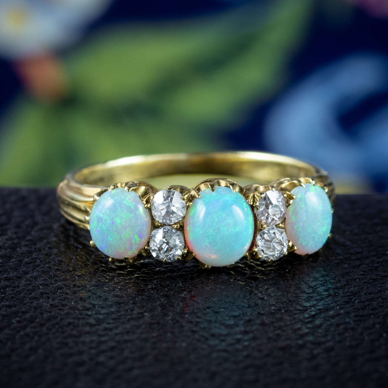Antique Victorian Opal Diamond Ring 1ct Of Opal Secondary image