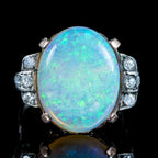 Antique Victorian Opal Diamond Ring 8ct Natural Opal