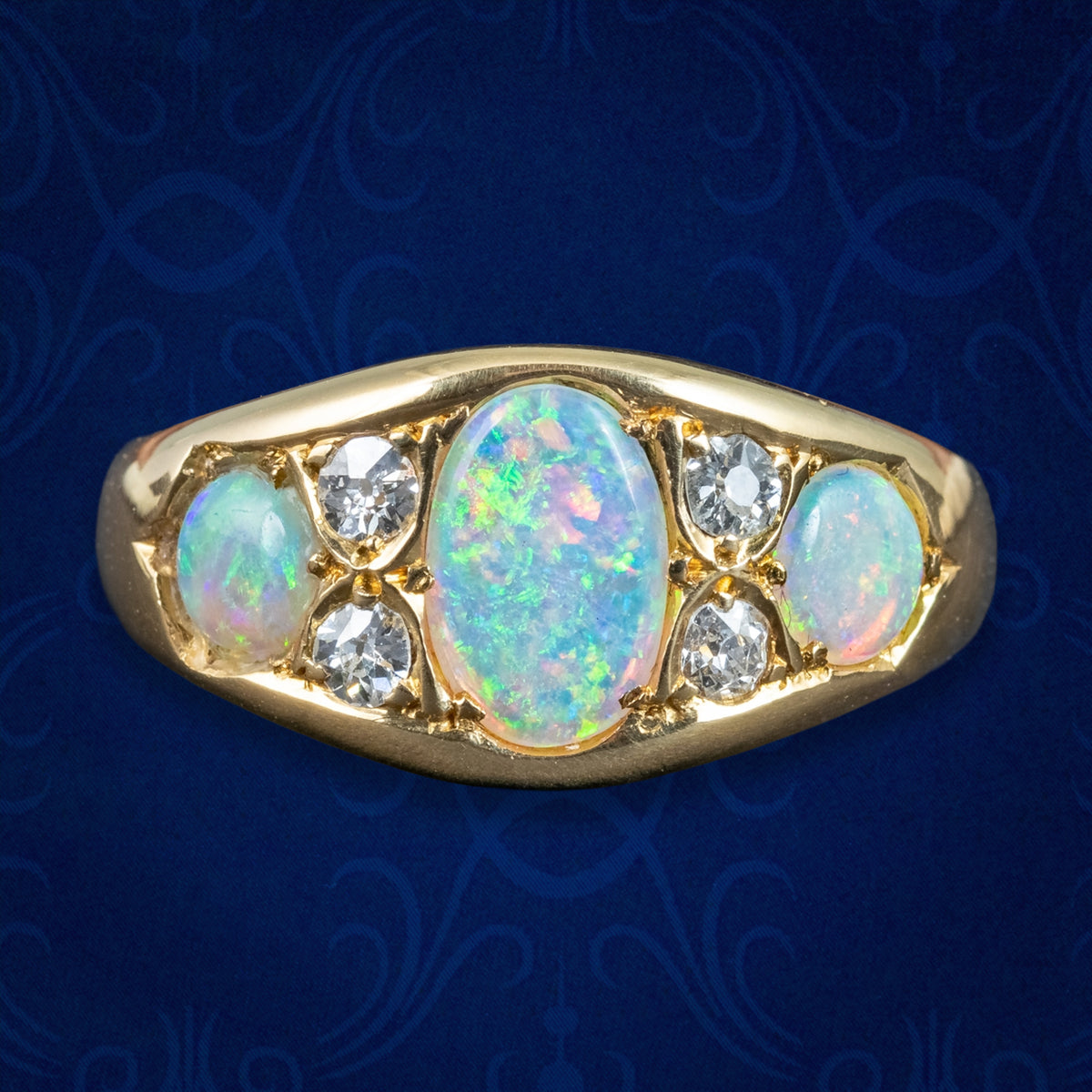 Antique Victorian Opal Diamond Ring Dated 1886 Main image