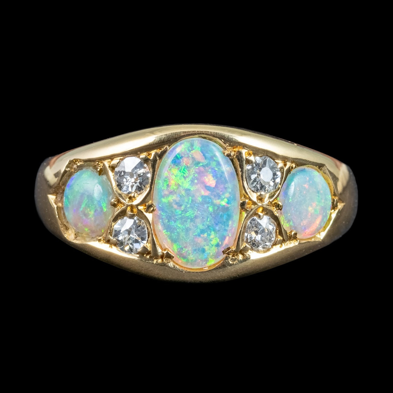 Antique Victorian Opal Diamond Ring Dated 1886 Secondary image