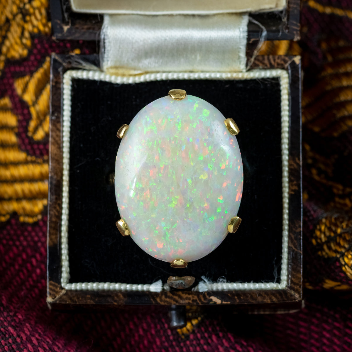 Antique Victorian Opal Statement Ring 15ct Natural Opal