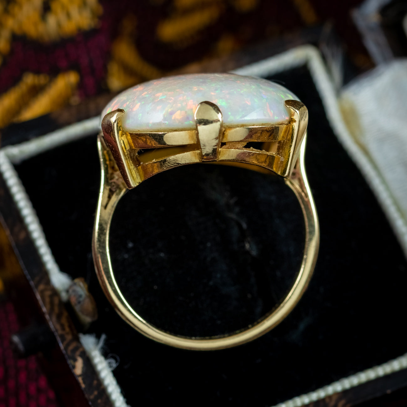Antique Victorian Opal Statement Ring 15ct Natural Opal