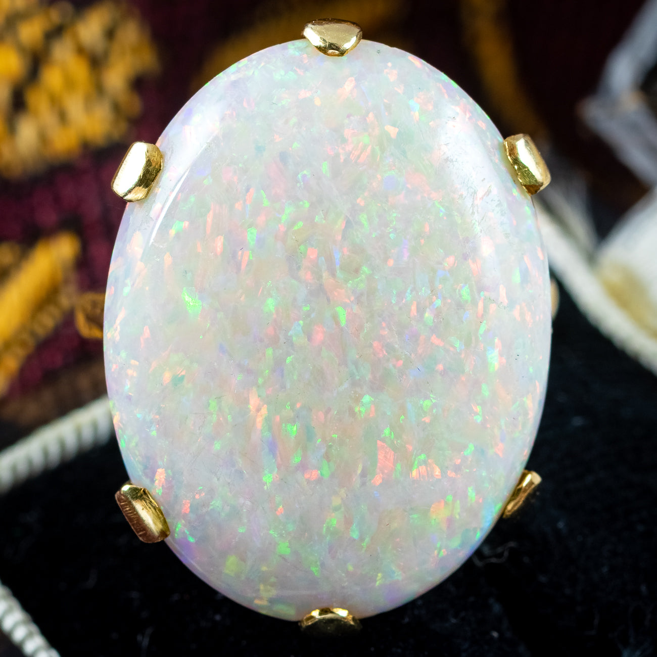 Antique Victorian Opal Statement Ring 15ct Natural Opal