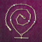 Antique Victorian Pearl Albert Chain 15ct Gold 
