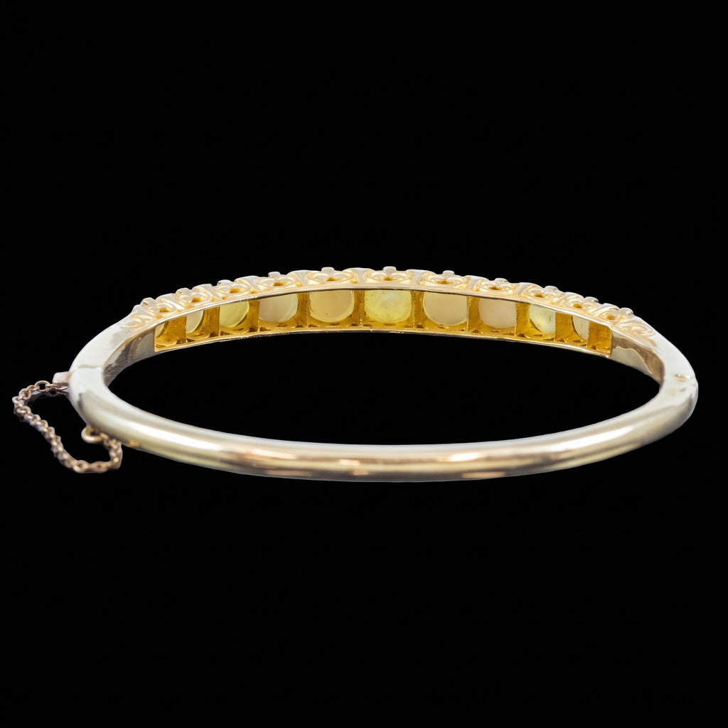 Antique Victorian Pearl Diamond Bangle 15ct Gold With Box