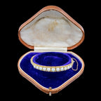 Antique Victorian Pearl Diamond Bangle 15ct Gold With Box