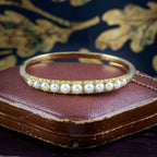 Antique Victorian Pearl Diamond Bangle 15ct Gold With Box