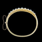 Antique Victorian Pearl Diamond Bangle 15ct Gold With Box