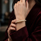 Antique Victorian Pearl Diamond Bangle 15ct Gold With Box