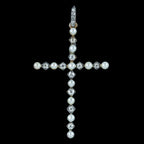 Antique Victorian Pearl Diamond Cross Pendant Silver 18ct Gold