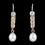 Antique Victorian Pearl Diamond Drop Earrings 18ct Gold