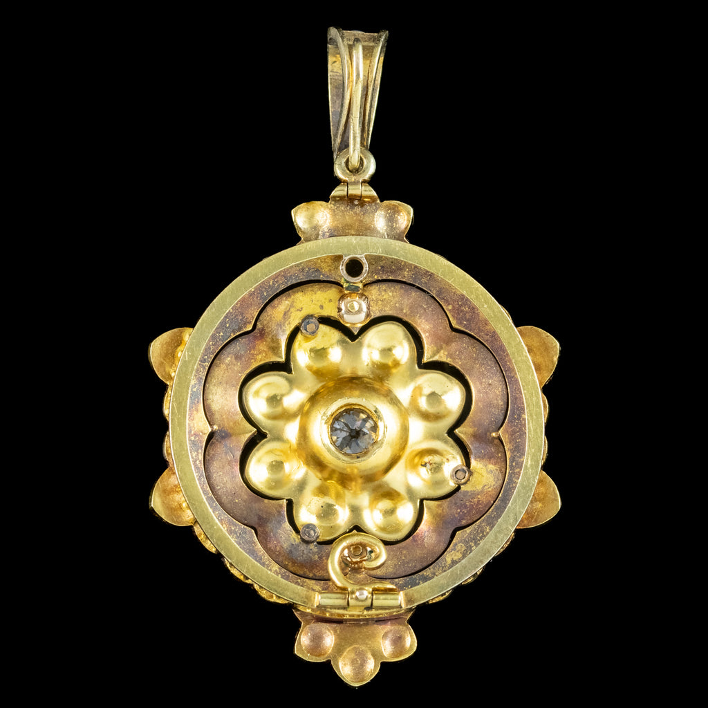 Antique Victorian Pearl Diamond Flower Pendant 18ct Gold 