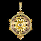 Antique Victorian Pearl Diamond Flower Pendant 18ct Gold 