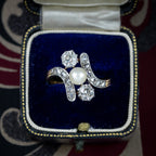 Antique Victorian Pearl Diamond Trilogy Twist Ring 1.8ct Of Diamond
