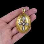 Antique Victorian Pearl Enamel Locket 18ct Gold With Box