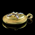 Antique Victorian Pearl Enamel Locket 18ct Gold With Box