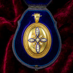 Antique Victorian Pearl Enamel Locket 18ct Gold With Box