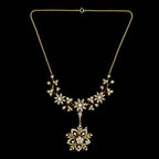 Antique Victorian Pearl Flower Lavaliere Pendant Necklace 15ct Gold 