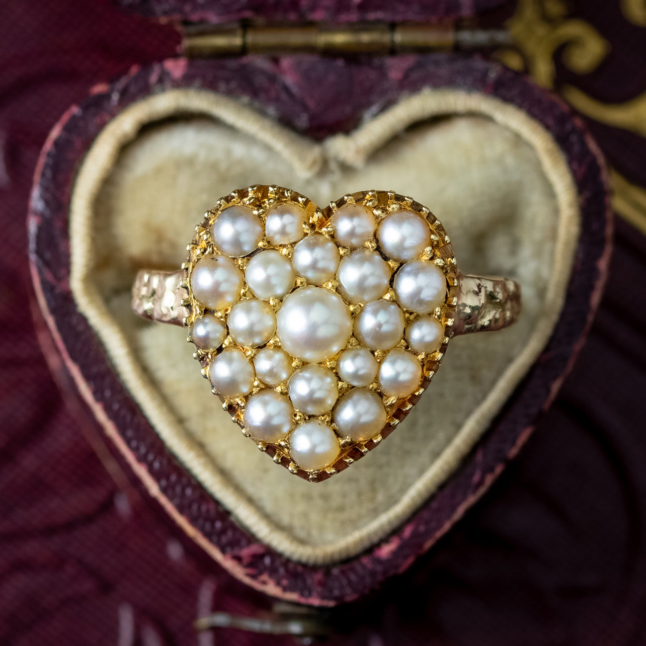 Antique Victorian Pearl Heart Cluster Ring Secondary image