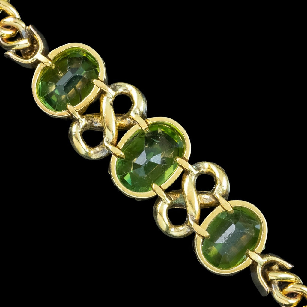 Antique Victorian Peridot Diamond Bracelet 18ct Gold