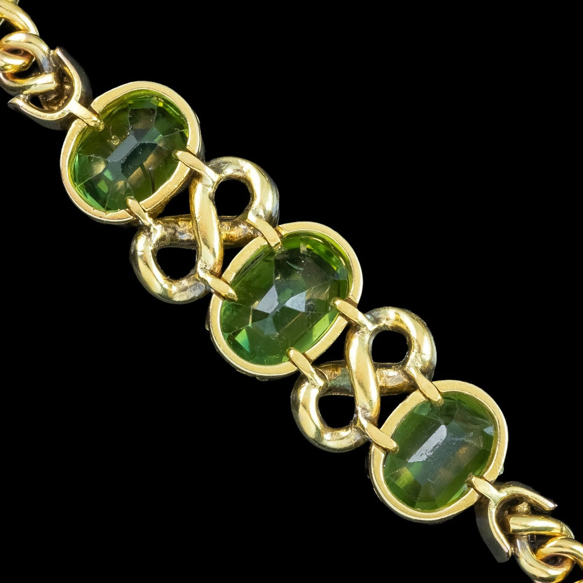 Antique Victorian Peridot Diamond Bracelet 18ct Gold